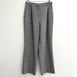 Brooks Brothers stretch wool glen plaid pleated wide leg trousers black white 4